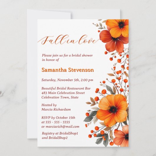 Herbstblüten Berry Fall in Liebe Brautparty Einladung (Vorderseite)