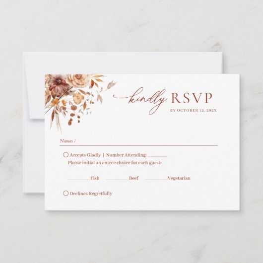 Herbstblüten der Hochzeit der Liebe RSVP Karte (Vorderseite)