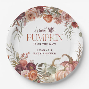 Herbstblüten 'ein kleiner Kürbis' Baby Shower Pappteller