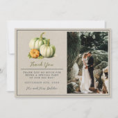 Herbstblüten floraler Fall Grüne Orange Hochzeit Dankeskarte (Vorderseite)