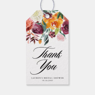 Herbstblüten Florales Brautjungfern-Abschied Danke Geschenkanhänger