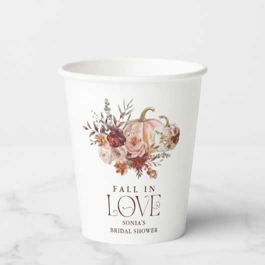 Herbstblüten, Pumpkin-Brautparty der Liebe sinken Pappbecher (Rückseite)