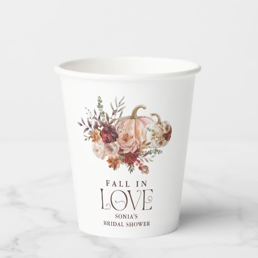 Herbstblüten, Pumpkin-Brautparty der Liebe sinken Pappbecher (Vorderseite)