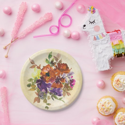 Herbstblütenblütenblauer Lila Blauer Brunnenblauer Pappteller (Party)