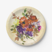 Herbstblütenblütenblauer Lila Blauer Brunnenblauer Pappteller (Vorderseite)