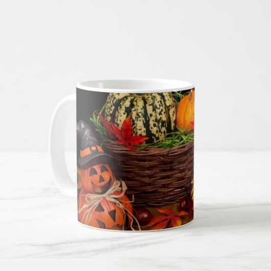 Herbstblütendekoration Kaffeetasse (Vorderseite Links)
