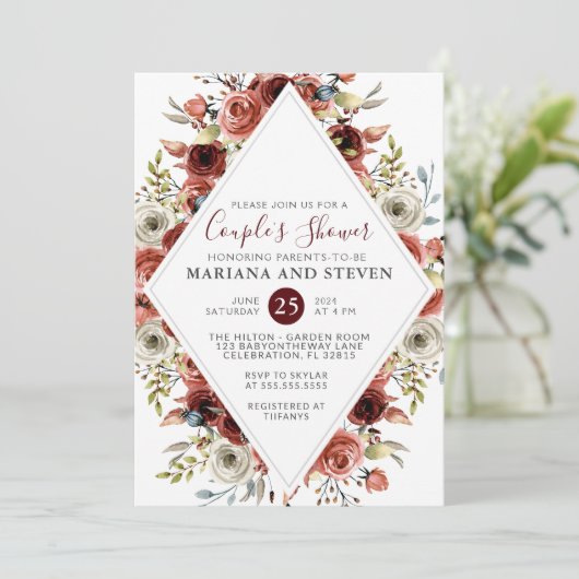 Herbstblütendusche Einladung (Stehend Vorderseite)