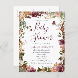 Herbstblütendusche Einladungspostkarte