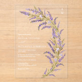 Herbstblütenhochzeit Lavender Herbst Acryleinladungen (Vorderseite)