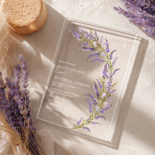 Herbstblütenhochzeit Lavender Herbst Acryleinladungen
