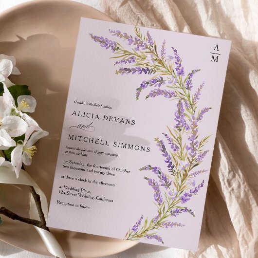 Herbstblütenhochzeit Lavender Herbst Einladung