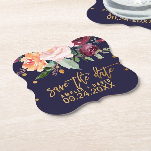 Herbstblütenhochzeit Sichern Sie den Termin Untersetzer (angewinkelt)