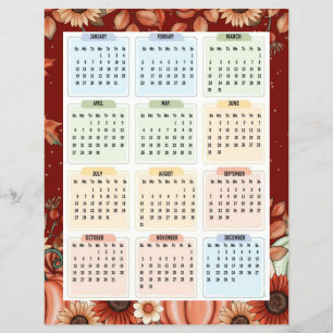 Herbstblütenkalender 2025 - Jahr auf einen Blick Flyer