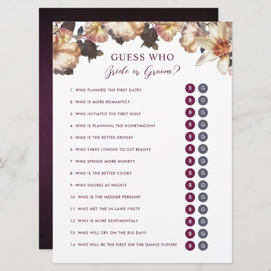 Herbstblütenschätze, wer Braut oder Groom-Duschspi Einladung (Vorne/Hinten)