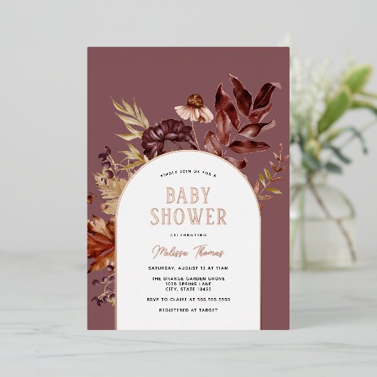 Herbstbogen Babydusche Einladung (Stehend vorne)