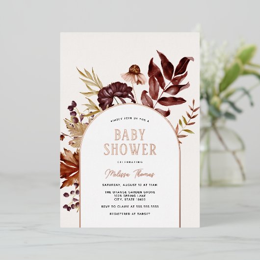 Herbstbogen Babydusche Einladung (Stehend vorne)