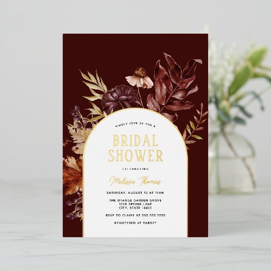 Herbstbogen Brautparty Einladung (Stehend vorne)