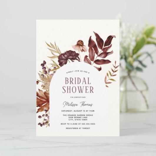 Herbstbogen-Brautparty Einladung (Stehend Vorderseite)
