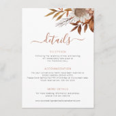 Herbstbohfoliage Blätter Hochzeitsdetails Begleitkarte (Vorderseite)