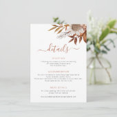 Herbstbohfoliage Blätter Hochzeitsdetails Begleitkarte (Stehend Vorderseite)