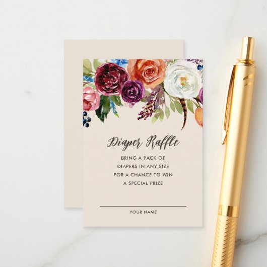 Herbstboho bläst Babydusche Windelwaschkarte Begleitkarte (Vorderseite/Rückseite Beispiel)