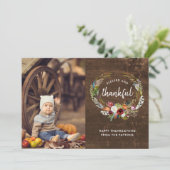 Herbstboho Blooms Erntedank Foto Flat Feiertagskarte (Stehend Vorderseite)