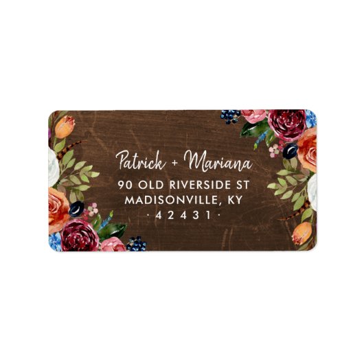 Herbstboho Blooms Hochzeitsfeier Rücksendeadresse Adressaufkleber (Vorne)