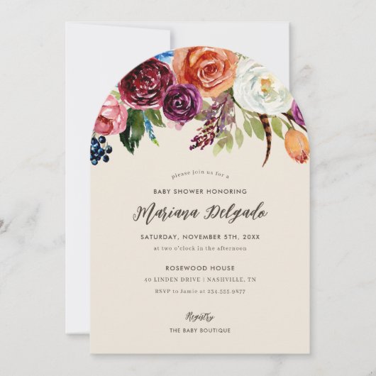 Herbstboho Blooms Kinderdusche Einladung (Vorderseite)