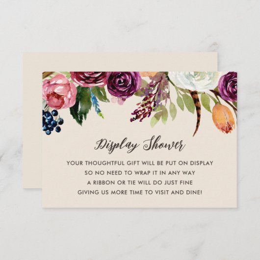 Herbstboho Blooms zeigt Dusche ohne Geschenkwrap Begleitkarte (Vorne/Hinten)