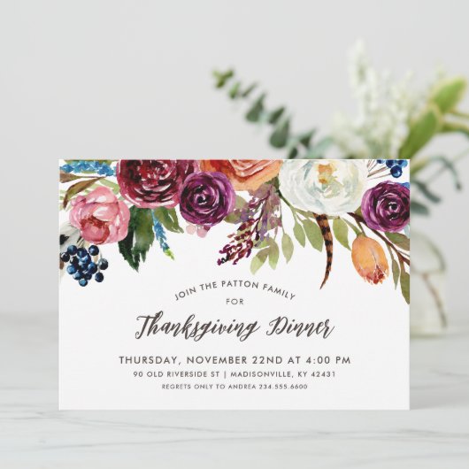 Herbstboho blubomas Erntedank Einladung (Stehend Vorderseite)