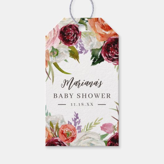 Herbstboho blubt Personalisierte Babydusche Geschenkanhänger (Vorderseite)