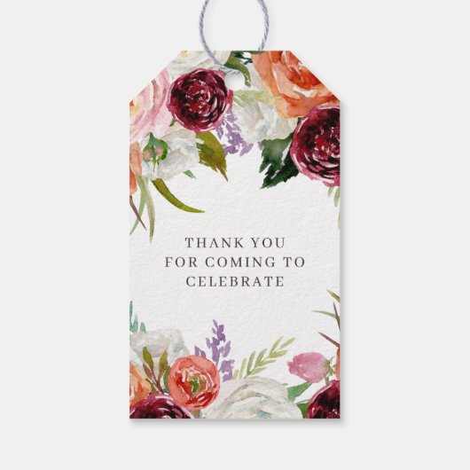 Herbstboho blubt Personalisierte Babydusche Geschenkanhänger (Rückseite)