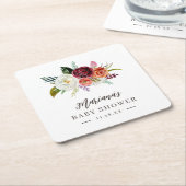 Herbstboho blubt Personalisierte Babydusche Rechteckiger Pappuntersetzer (angewinkelt)