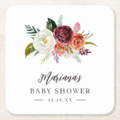 Herbstboho blubt Personalisierte Babydusche Rechteckiger Pappuntersetzer (Vorderseite)