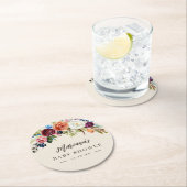 Herbstboho blubt Personalisierte Babydusche Runder Pappuntersetzer (Vor Ort)