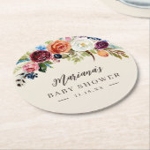 Herbstboho blubt Personalisierte Babydusche Runder Pappuntersetzer (Angewinkelt)