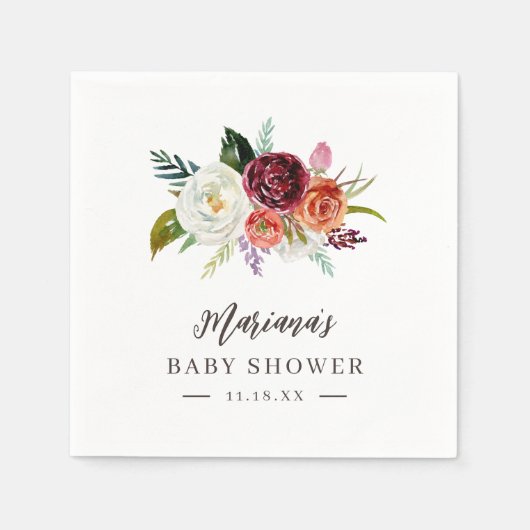 Herbstboho blubt Personalisierte Babydusche Serviette (Vorderseite)