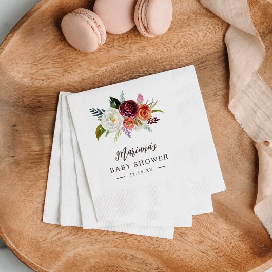 Herbstboho blubt Personalisierte Babydusche Serviette