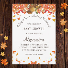 Herbstboho Floral Fallend in Liebe Baby Shower Inv Einladung