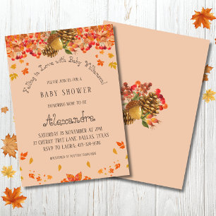 Herbstboho Floral Fallend in Liebe Kinderdusche Einladung