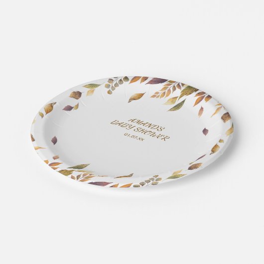 Herbstboho Rustic Baby Dusche Pappteller (Schrägansicht)