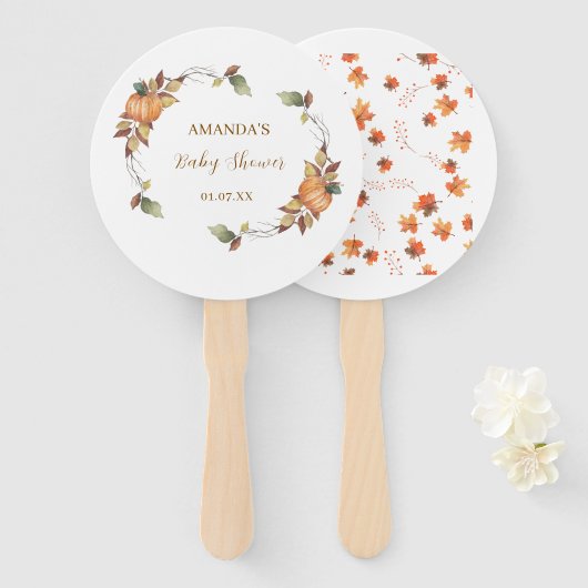 Herbstboho Rustic Pumpkin Baby Dusche Fächer (Vorne und Hinten)