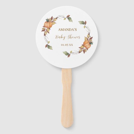 Herbstboho Rustic Pumpkin Baby Dusche Fächer (Vorderseite)