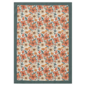 Herbstboho terracotta Blume pastellblau Tischdecke (Vorderseite)