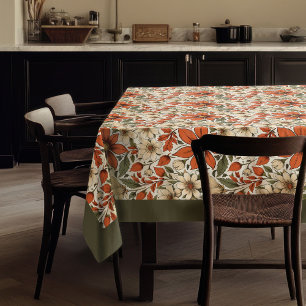 Herbstboho terracotta Blume pastellblau Tischdecke