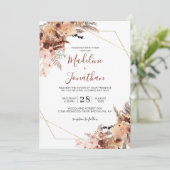 Herbstboho Terracotta Blumengeometrie Hochzeit Einladung (Stehend Vorderseite)