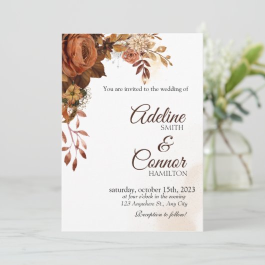 Herbstboho terracotta Hochzeit Einladungen (Stehend Vorderseite)
