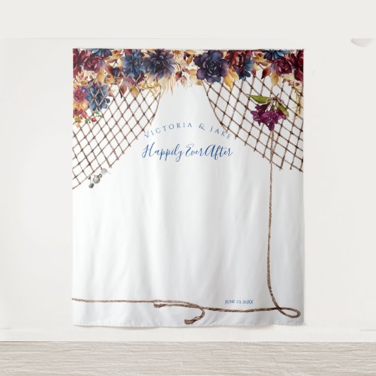 Herbstboho Wedding Foto Stand Hintergrund Wandteppich (Vorderseite)