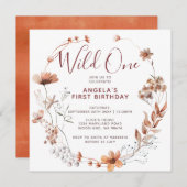 Herbstboho Wildblumen 1. Geburtstag Party Einladun Einladung (Vorne/Hinten)