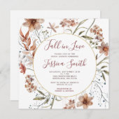 Herbstboho-Wildblumen sinken im Brautparty Liebe Einladung (Vorne/Hinten)